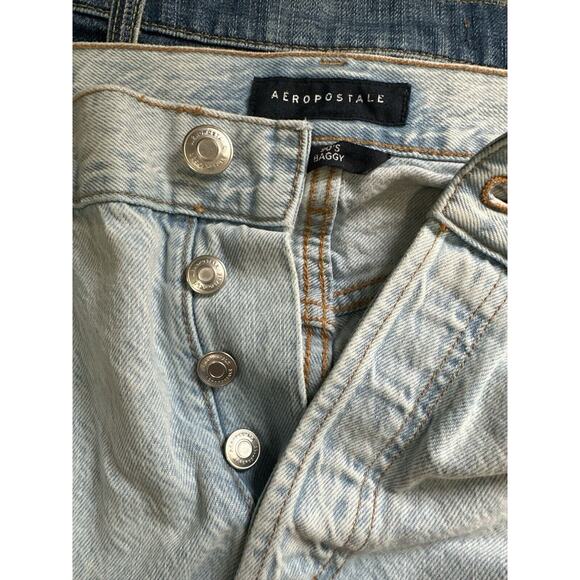Aeropostale High-Rise Baggy Jean Medium Wash Distressed 90s Button Fly Size 8 - Picture 9 of 9